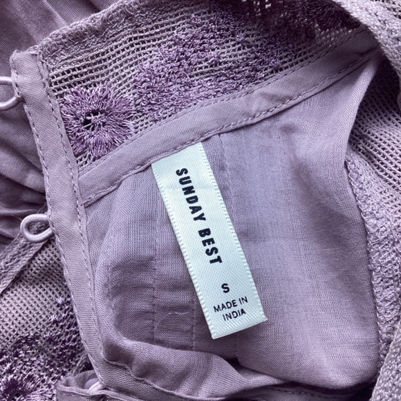 Sunday best Brier blouse lavender ruffle embroidered Peasant Top S - Picture 4 of 5